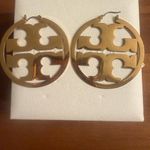 Tory Burch  18k Gold Plated Brass Cutout Logo Earrings (Authentic) Photo 1