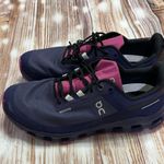 on cloud On | Cloudvista Waterproof Trail Running Shoe (Women) |10  Waterproof: protects against rain, puddles and slush to keep feet dry in wet conditions Trail: provides superior stability and traction on hills, uneven surfaces and changing terrain Lightweight: puts cushioning and performance underfoot with an emphasis on streamlined comfort Removable, cushioned insole allows for custom orthotics Helion™ superfoam cushioning delivers lightweight energy return even in hot and cold temperatures CloudTec® sole provides a smooth ride that moves naturally with each stride Missiongrip™ multidirectional lugs in the tread maintain superior grip on changing terrain Synthetic and textile upper/textile lining/rubber sole Photo 2