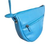 Ili New York Blue Leather RFID Crossbody Bag Small Zip Top Travel Purse Photo 7
