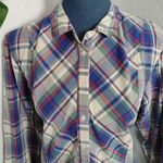 Kensie Jeans Plaid Semi Ruffle Button Shirt Top Photo 1
