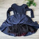 Vintage Sequin Formal Short Dress Party 80s Rimini Sz 6 Royal Blue Long Sleeve Photo 3