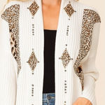 Vintage Focus USA Leopard Applique Cardigan OS Open Front Statement Maximalism Brown Size undefined Photo 0
