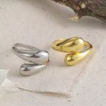 Boutique NEW Yellow Gold S925 Water Drop Open‎ Wrap Band Ring, Adjustable Photo 10