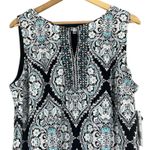 Sandra Darren NWT  Sleeveless Shift Dress Womens L Black White Blue Modest Church Photo 2