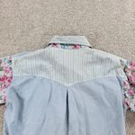 VTG Gitano Womens Top S Chambray Floral Button Up Crop Tie Western Rodeo 90s Blue Photo 3