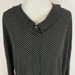 ZARA Polka Dot Button Down Keyhole Back Collared Blouse Black White Size Small Photo 2