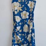 Blue and White Flower Fitted Maternity Dress Photo 0