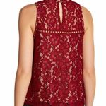 WAYF  Women's Garnet Lace Overlay Sleeveless High Neck Portrait Blouse sz M Photo 4