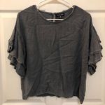 Style Envy Boutique Grey denim Ruffle Top Photo 0