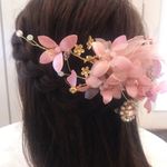 Bridal Wedding Coral Pink Crystal Gold Hairclips Photo 2