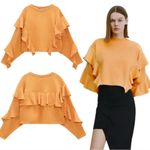 ZARA Flounce Orange Sweatshirt Size Medium Photo 1