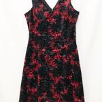 Kensie floral burnout velvet vneck flare dress black and red Size 2 Photo 1