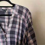Torrid Grey Plaid Babydoll Rayon Twill Button-Front Top Photo 6