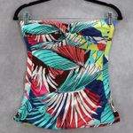 Anne cole  Blue Floral Tropical Leaf Strapless Tube Bikini Swim Tankini Top Small Photo 0