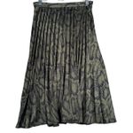 Missguided Snakeskin Print Pleated Midi Skirt A Line Career Party Olive Green Photo 0