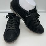 Revere Lyon Snakeskin Embossed Shimmery Sneaker Black Size 8 Photo 3