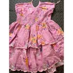 Love Shack Fancy  Aqua Pink Floral Ruffle Halter Dress Womens Size Small Photo 2