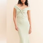 Katie May  Women’s Liu Off Shoulder Light Green Twist Front Formal Maxi Dress S Photo 12