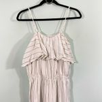 Vintage Havana White Striped Ruffle Raw Hem Linen Blend Wide Leg Jumpsuit Sz L Size L Photo 2