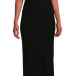 STAUD Lilou Black Ribbed Knit Dress Mock Neck Short Sleeve Womens Size Large NWT Photo 0