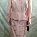 Kasper Women Career Skirt suit Size 10 Pink Satin Three Button Up Top Photo 0