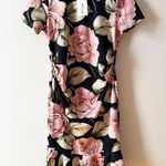 My Bump Pink Floral Midi Maternity Dress Size Large Short Sleeves Pullover NEW Black Photo 0