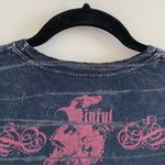 Sinful  Grey Faded Black Distressed Y2K Roses Short Sleeve Tee Size Small Photo 6