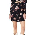 Nasty Gal  Floral Ruched Skater Dress Black Cutout size 6 Long Sleeves NWT Photo 0