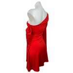 We Wore What  Womens Red Long Sleeve Asymmetrical One Shoulder A-Line Mini Dress S Photo 5