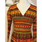 Vintage Groovy Floral Bark/ Lava Cloth Handmade Maxi Dress S/M Orange Photo 1
