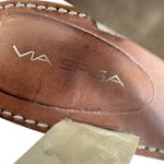 Via Spiga Leather Two Tone Strappy Wooden Heeled Open Toe Sandals Women's Size 9 Brown Photo 5