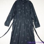 Hutch Womens Shirt Dress Origami Bird Button Front Roll Tab Sleeve Black size 0X Photo 1