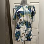 Blue Island Women's Blue/Green Tropical Blouse Bare shoulder. Size M Photo 1