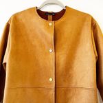 ZARA Faux Fur Ultrasuede Coat Brown Size Small Snap Front Blogger Fave Cozy Photo 8