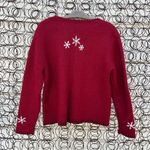 Croft & Barrow Vintage 90s Croft and Borrow Red Silk Knit Cardigan Sweater Winter Teddy Bear SM Photo 2