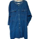 Calvin Klein Denim Dress Women’s Large Long Sleeve Button Up Vintage Retro Blue Photo 0
