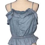 American Eagle OUTFITTERS size medium denim crop tank adjustable straps elastic Photo 0