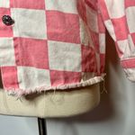 Boutique Pink & White Checkered Denim Jacket Photo 4