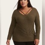 Torrid  Olive Strappy Neck Pointelle Pullover Knit
Sweater Size 3/3X Photo 0
