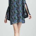 Elizabeth and James Elizabeth‎ James Paisley boho blue xs Bell Silk Mini Dress cottage fairy Y2K Photo 0