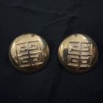 Givenchy VINTAGE  GOLD LOGO BUTTON EARRINGS WITH POSTS EXCELLENT CONDITION BIG Photo 1