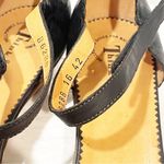 Think! Women’s Size 10.5 Black Leather Minimalist Ankle Strap Sling Back Stacked Photo 2