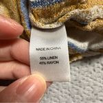 Drew  Tan Beige Brown Striped Linen Blend Button Down Ruffle Blouse Small EUC Photo 4