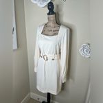 NTM: MOTF Belted Square Neckline Lined Cream & Gold Dress Size Small Photo 5