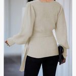 None KNITTED WRAP Sweater Beige Small NWOT Photo 1