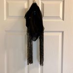 Indian Black & Gold Tassel Scarf Unisex Women's One Size Photo 13