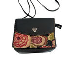 Brighton  Bloom Small Black Leather Roses Wallet Organizer Crossbody Clutch‎ Photo 7