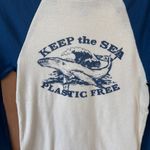 Urban Outfitters  mock neck baby tee long sleeve raglan whale save ocean top Photo 3