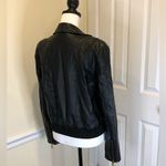 Free People Black Faux Leather Jacket w Floral Lining Sz Small Photo 6