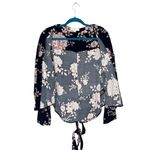 Marissa Webb Navy Blue Pink Dark Floral Wrap Waist Blouse Size 8 Photo 10